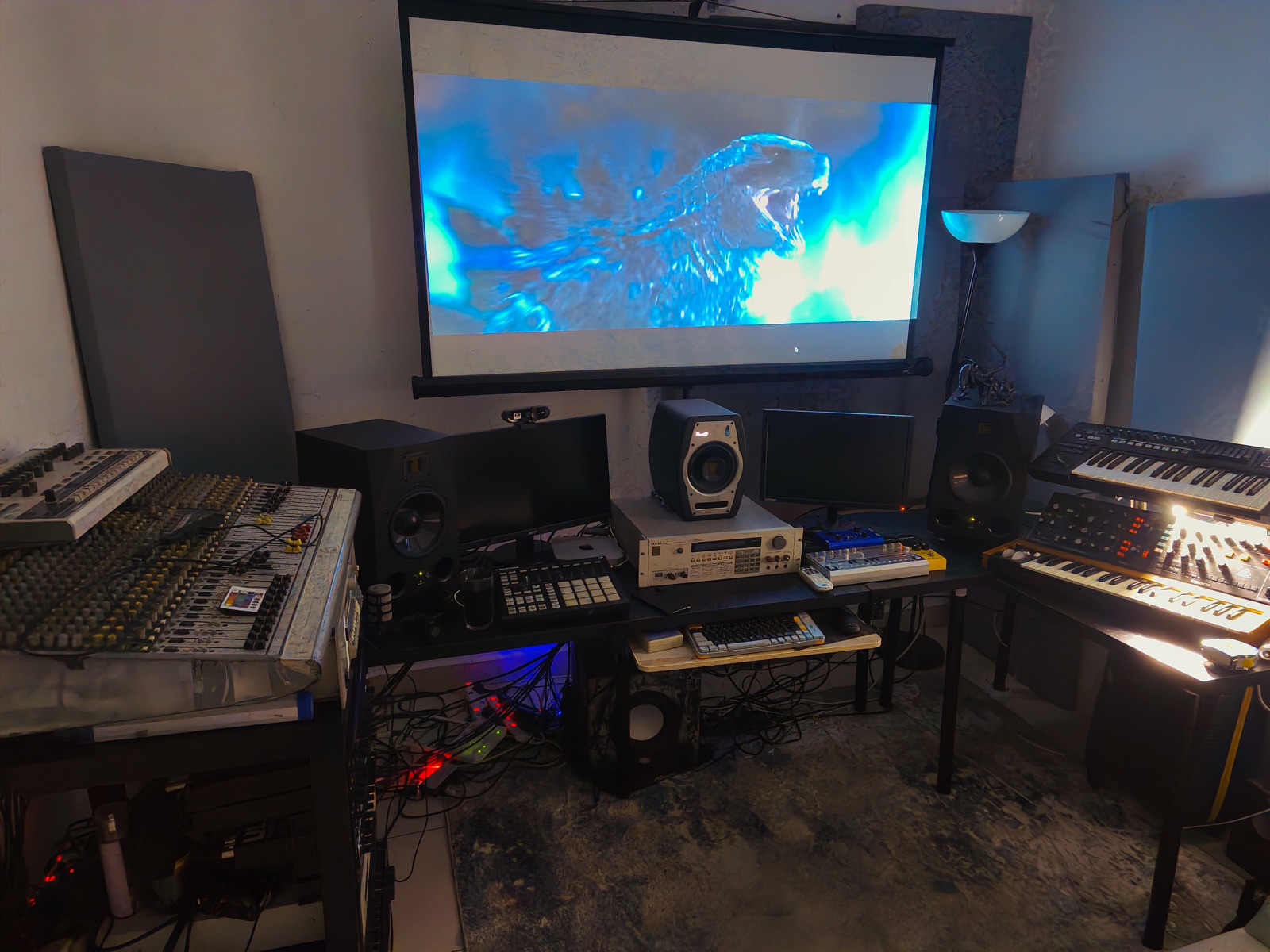 Atmospost Dolby Atmos mixing suite with projection screen Kajang