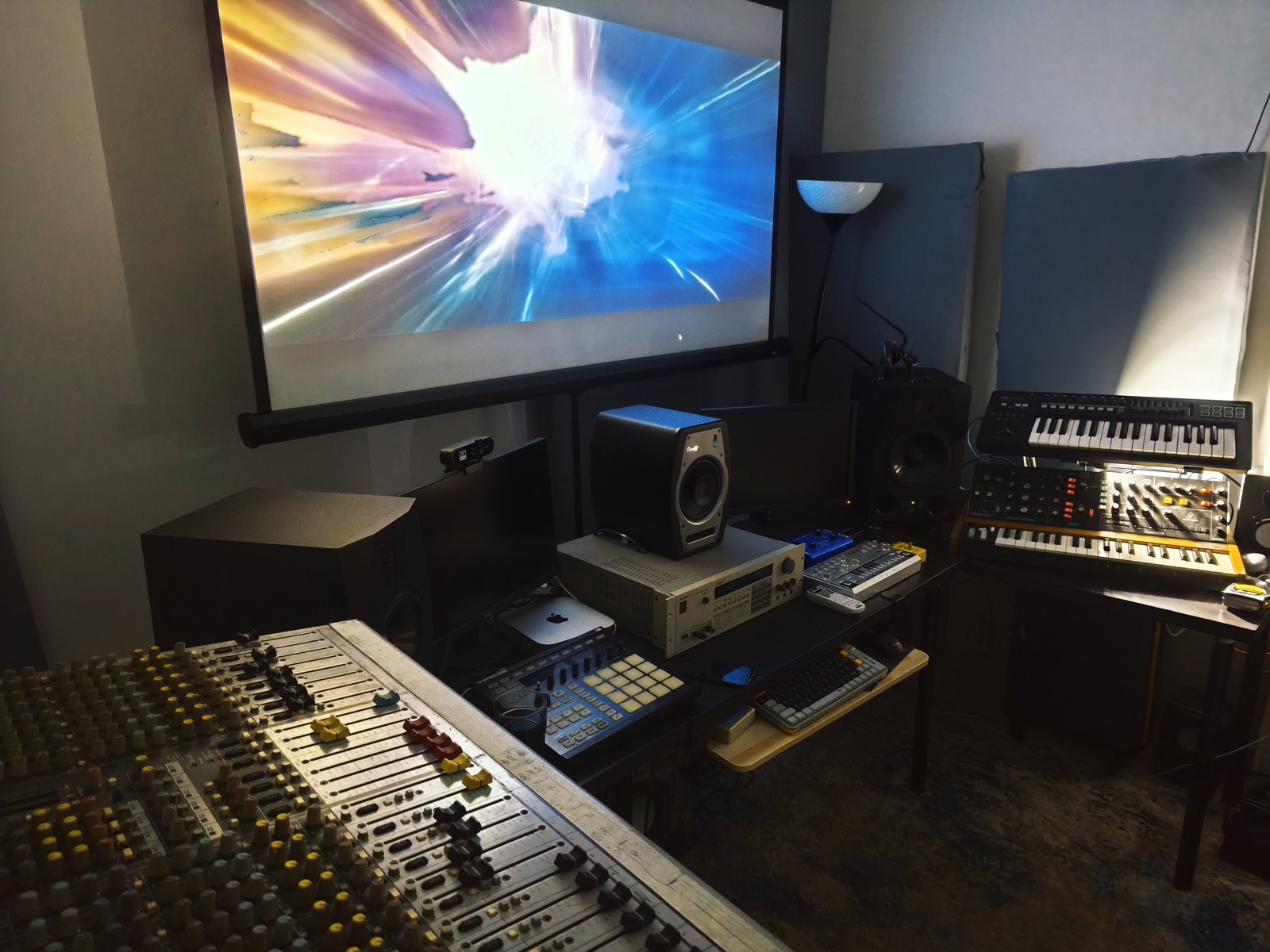 Atmospost cinema audio mixing room with mixing console Selangor
